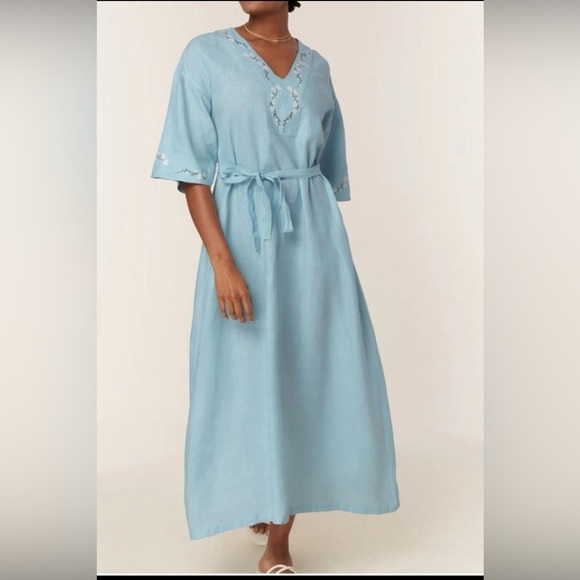 Fanm Mon Dresses & Skirts - NWT ANDIE x FANM MON Kepez Linen Kaftan Dress Hydrangea Size XS